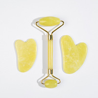 Ensemble de rouleaux de jade pour les doigts avec quartz rose et Gua Sha en cristal pour massage corporel, lifting du visage et raffermissement de la peau