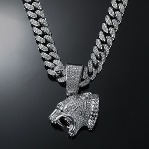 Collar con Colgante de Cabeza de Leopardo de Aleación, Diseño Popular y Personalizable, Venta Caliente, Joyería de Moda para Hombre, Estilo Hiphop, Venta al Por Mayor - Product Image 3