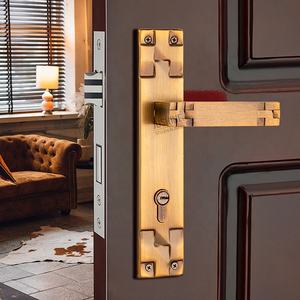 होटल घर डबल दरवाजा ताला खरीदने व्यापार भीतरी लकड़ी ironmongery दरवाज़े के हैंडल - Product Image 4