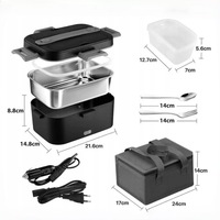 Boîte à lunch auto-chauffante grande capacité, portable, 2-en-1, électrique, 12v/24v/110v/220v