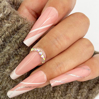 Uñas postizas francesas de gel suave de alta calidad, de moda, sencillas, de ABS, pre-diseñadas, de larga duración, superventas.