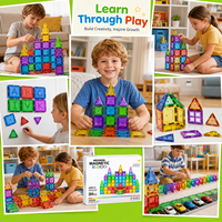 Ensemble de construction de tuiles magnétiques EPT, 284 pièces, construction de château coloré, jouet éducatif STEM pour enfants de 3 ans et plus