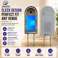 Machine Photobooth Portable avec Miroir Arqué en Bois de 32 Pouces et Support d'Imprimante, à Haut Retour sur Investissement (ROI), pour la Location d'Événements