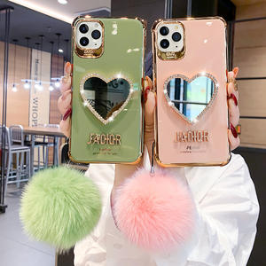 Mignon Moelleux Fourrure Miroir Téléphone étui pour iphone 11 <span class=keywords><strong>12</strong></span> 13 14 <span class=keywords><strong>Pro</strong></span> Max XS XR 14 Plus Filles Antichoc Pare-chocs Béquille Couverture - Product Image 5