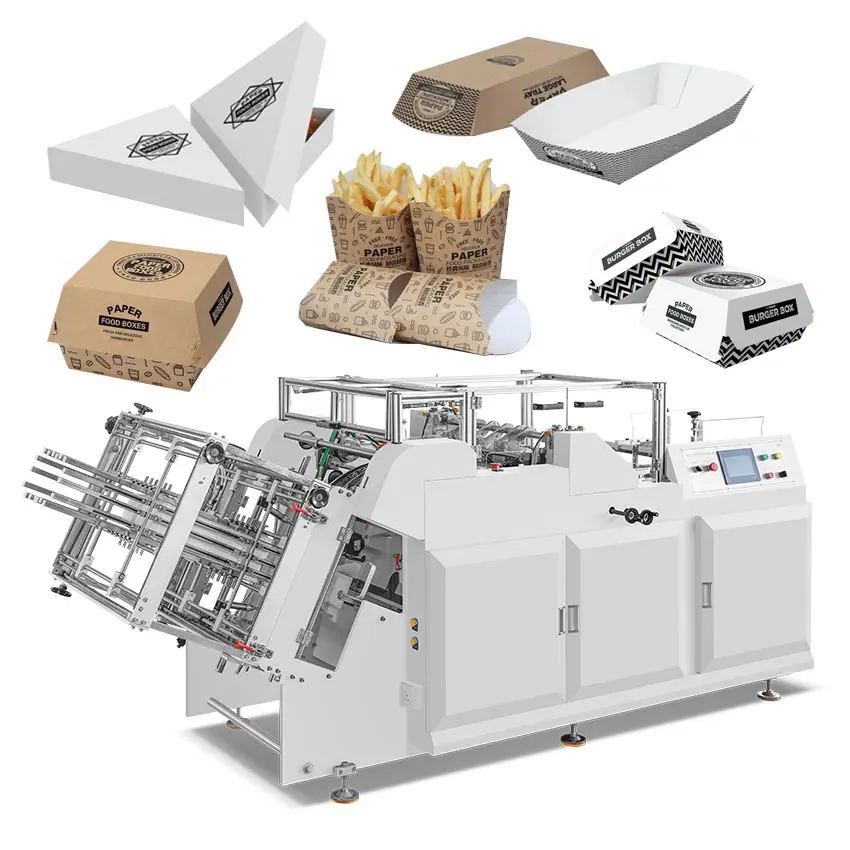 Professionelle automatische Schnellbox für Schnellimbiss Pizza Burger Kartons Maschine Papierbox-Herstellungsmaschine