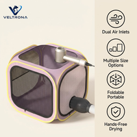 Sac de séchage pour animaux de compagnie en maille, séchoir à poils pour chiens et chats, capot mains libres, pliable, ajustement élastique, double entrée d'air