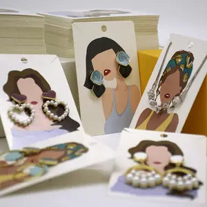 Kustom cetak Logo Fashion cetak anting tampilan kartu tampilan perhiasan kemasan kartu kertas