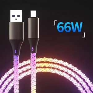 Hot Sales RGB PD20W 66W 100W Fast Charge <b>Cable</b> LED Iridescence Flowing <b>USB</b> <b>Cable</b> Type C Charger Data <b>Cable</b> - Product Image 2