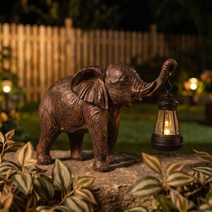 Estatua de Elefante con Linterna para Jardín, Elefante de Resina con Lámpara para Decoración de Patio y Caminos al Aire Libre, Regalo Único para Jardín - Product Image 3
