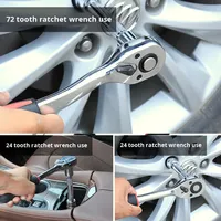 Clé à cliquet rapide 24/72 dents, grande et petite, télescopique, à dégagement rapide, bidirectionnelle, ensemble d'outils de réparation automobile, 45 # Acier