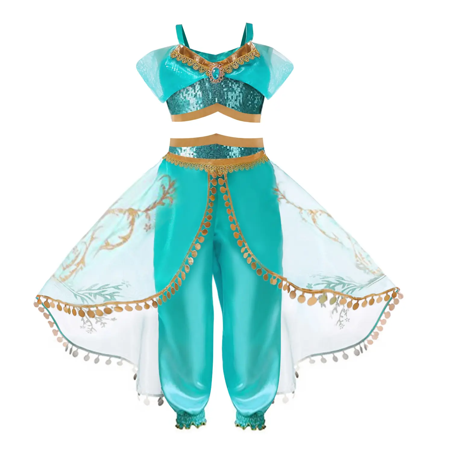 Kids Costume Princess Jasmine Cosplay Outfit Girls Suit Pant Fancy Dress Top + Pants Dress Costumes Set