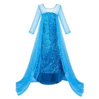 Usine directe pas cher enfants filles Bule habiller Elsa Costume avec perruque couronne accessoires âge 3-11 ans