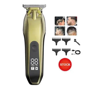 Купить Онлайн Новый Дизайн Профессиональные парикмахерские машины перезаряжаемые беспроводные мужские золотые машинки для стрижки волос