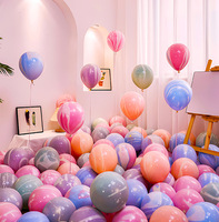 Ballons en latex bleus de 10 pouces effet agate, style macaron, pour enfants, coloris dessin animé, épaissis, résistants aux éclats, décorations