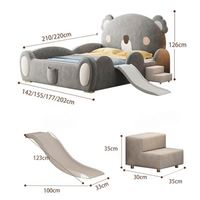 Lit enfant moderne à thème Koala avec toboggan, design rembourré confortable et anti-choc, garde-corps complet inclus, chambre de luxe pour garçons
