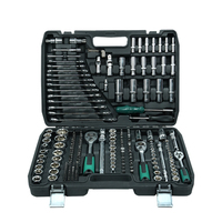 Juego Profesional de 216 Piezas de Herramientas de Reparación Automotriz Manual con Carraca, Combinación de Llaves, Caja Rígida, Juego de Vasos OEM de Acero al Carbono