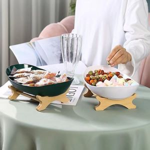 Frutero de Plástico de 3 Niveles con Soporte de Bambú, Bandeja para Verduras, Aperitivos, Postres y Pasteles, Ideal para Fiestas y Bodas, Color Blanco - Product Image 4