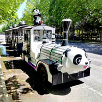Train de parc d'attractions tendance en fibre de verre pour aires de jeux et parcs publics