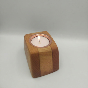 Portavelas de Madera Maciza Hecho a Mano con Inserto de Cobre, Soporte para Velas Votivas, Decoración Moderna para Mesa, Regalos para el Hogar - Product Image 1