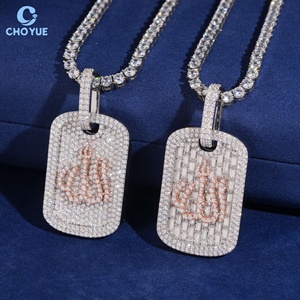 VVS Moissanite Luxury <b>Charm</b> Pendant 925 <b>Silver</b> 18K Gold Plated Baguette Cut Fire Design GRA Certified Luxury Hip Hop Jewelry - Product Image 3