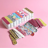 Alat manikur bunga Zebra macan tutul, kikir kuku Mini 100/180 sisi ganda kecil 9Cm