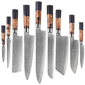 Xituo conjunto de facas de chef de aço, facas de vegetais, azul, de resina, com cabo, favo de mel, carne fatiada