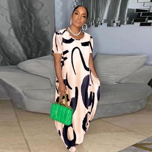 Vestido Casual Holgado de Buena Calidad para Mujer, Vestido Maxi Estampado de Manga Corta con Cuello Redondo Delgado para Mujer - Product Image 2