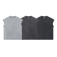 Débardeur de sport pour homme de haute qualité, sans manches, délavé à l'acide, délavé à la pierre, personnalisé, séchage rapide, 100% coton, col rond, écologique