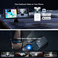 Pantalla CarPlay Portátil de 10.26'' con Cámara Frontal y Cámara Trasera, Monitor Universal para Automóvil, CarPlay Inalámbrico y Android Auto