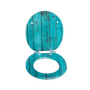 Siège de toilette <span class=keywords><strong>vintage</strong></span> en MDF imitation bois, couvercle de toilette imprimé turquoise, siège de toilette à fermeture lente avec noyau en bois pour la maison - Product Image 4
