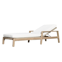 Chaise longue pliable d'extérieur en teck massif, imperméable, pour hôtel, piscine, villa, plage et jardin