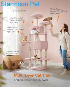 Arbre à <span class=keywords><strong>chat</strong></span> en bois Starmoon, Grande tour d'arbre à <span class=keywords><strong>chat</strong></span>, Condo en peluche à plusieurs niveaux - Product Image 2