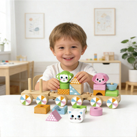 Jeu de tri et d'empilage de blocs en bois, train, cuisine, éducation précoce