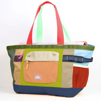 Tas Tote Tahan Lama dengan Motif Patchwork Warna-warni, Tas Penyimpanan Serbaguna dari Bahan Daur Ulang untuk Penggunaan Sehari-hari dan Aktivitas Luar Ruangan