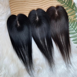 Venta al por mayor nuevo <span class=keywords><strong>25</strong></span> pulgadas negro marrón Color Natural 5x8 Base de seda Topper pelucas de cabello humano mujeres cabello humano Topper - Product Image 2