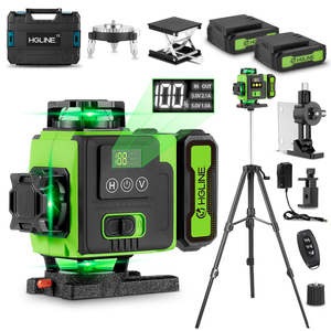 HGLINE 4D 16 קווים לייזר פלס לייזר אוטומטי 360 °   שלט רחוק לאפליקציית לייזר פלס ירוק אופקי ואנכי בעל קרן סופר חזקה - Product Image 1