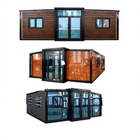 Maison conteneur pliable extensible de 20 pieds, 3 chambres, villa modulaire préfabriquée, usage hôtelier, design moderne du milieu du siècle