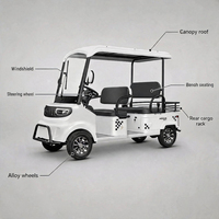 Mini-bus électrique 4 places avec toit à auvent, freins à disque sur 4 roues, certifié CE, chariot de tourisme pour les stations balnéaires, les parcs et les communautés