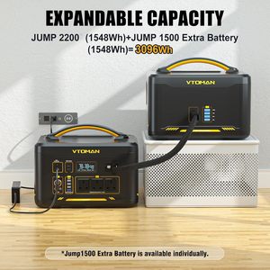 VTOMAN 3096Wh สถานีไฟฟ้าพกพา ชุดแผงโซลาร์เซลล์ 110W พร้อมแบตเตอรี่เสริม เครื่องกำเนิดไฟฟ้าพลังงานแสงอาทิตย์ 4400W สำหรับสำรองไฟบ้าน ระบบ MPPT - Product Image 3