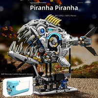 Modèle d'animal mécanique Piranha en plastique, blocs de construction, puzzle, jouet de construction pour adolescents et adultes 14+, décoration de bureau, cadeau