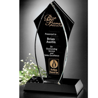 Plaques de récompense en cristal noir vierges pour entreprises, trophées en verre cristal pour échantillons, vente en gros