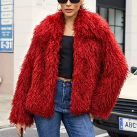 Manteau d'hiver en fausse fourrure shaggy pour femme, 11 couleurs, col ouvert, coupe oversize, vêtement d'extérieur 2026