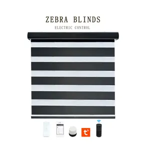 Hotel Use Promotion Window Roller Rainbow Colored Sheer Shades Motor Automatic Blackout Zebra Blinds