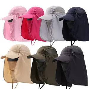 Outdoor Sun UV Protection Cap Quick Dry Detachable Breathable Mesh Fishing Baseball Hat With Face Neck Cover Flap
