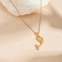 Collier en acier inoxydable plaqué or avec breloque dauphin, délicat et polyvalent, bijoux océaniques exquis, vente en gros TGXL14820