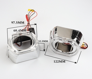 Carcasa de Proyector Bi-LED CQL KVISUAUTO de 2.5 y 3 Pulgadas, Plateada y Negra, con Ojos de Ángel LED para Lentes Bi-LED Aozoom - Product Image 4