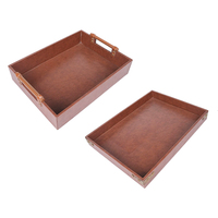 Ensemble d'accessoires de bureau en cuir marron cognac de luxe : plateau de rangement, porte-documents, boîte à mouchoirs, poubelle – Exportation directe usine