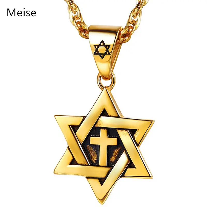 Yiwu Meise Israel Jewelry for Men Women Stainless Steel Jewish Magen Star of David Pendant Necklace