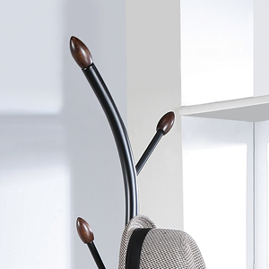 Porte-manteau sur pied en bois massif <span class=keywords><strong>de</strong></span> haute qualité <span class=keywords><strong>Arles</strong></span>, métal noir et noyer - Product Image 6