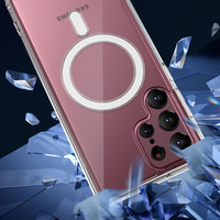 Pour Samsung Galaxy S25 S24 Plus S23 FE S22 Ultra Couverture Arrière PC Transparent Magnétique Acrylique Cristal Clair Antichoc Téléphone Cas